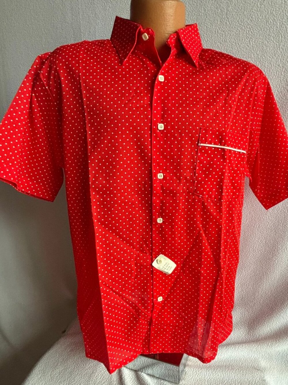 Red Polka Dot Short Sleeve Rockabilly Shirt NOS NWT
